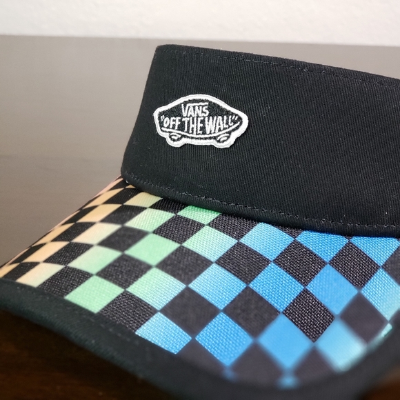 Vans Color Checkerboard Black Unisex Visor Hat Cap - Picture 5 of 8